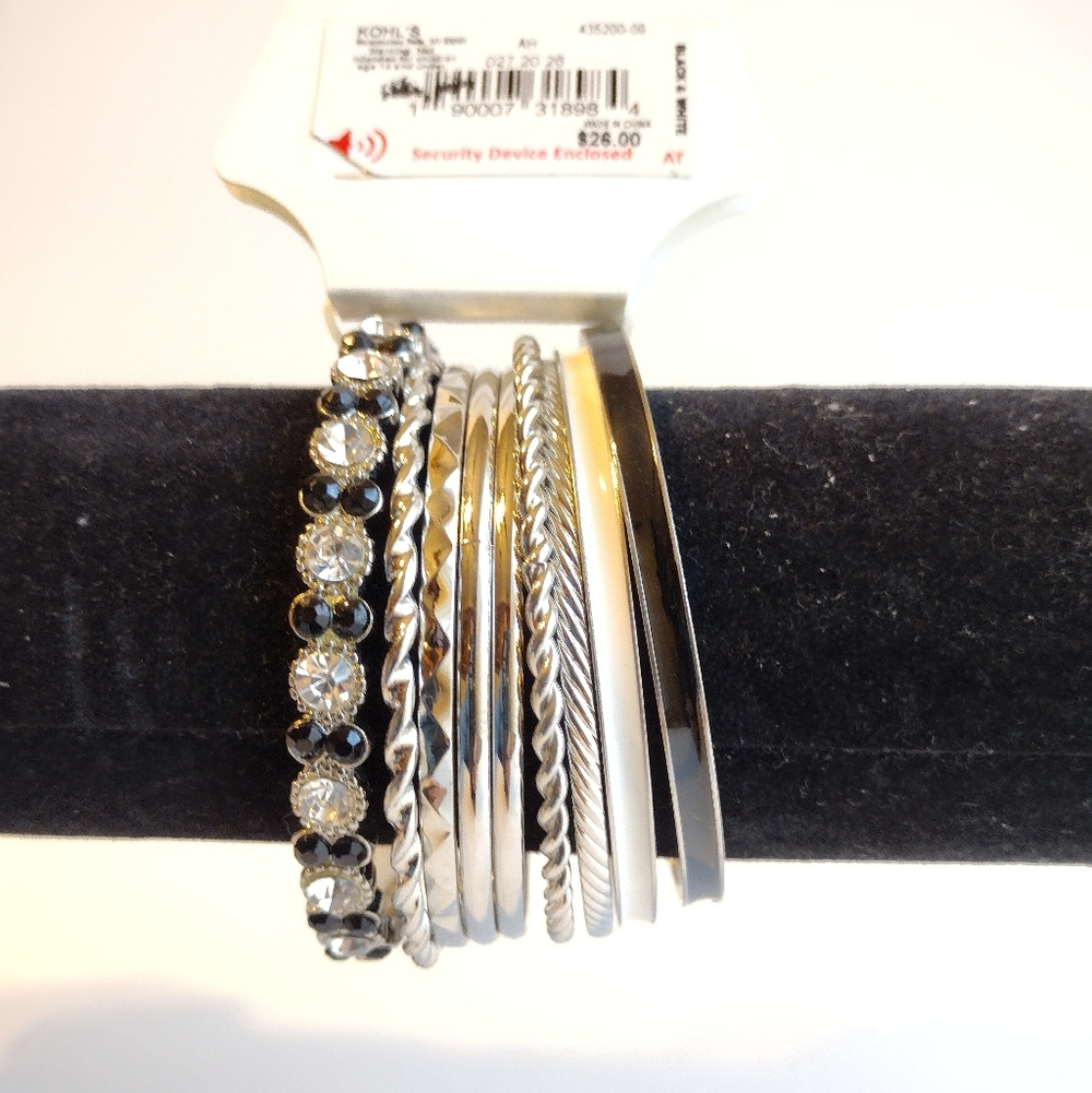 NEW COLOR by Kohl’s Rhinestones Set of 9 Bangle Bracelets